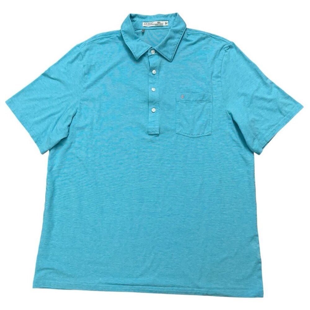Criquet Polo Shirt Mens Size 2XL Short Sleeve Performance Stretch Pocket Teal